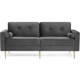 VASAGLE LCS001G01 3 Seater Sofa Living Room Velvet Cover for Flats Small Spaces Wooden Frame Metal Legs Easy Assembly Modern Design 190 x 82 x 84 cm Grey