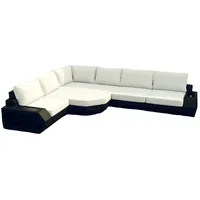 Sofa Dreams Gartenlounge-Set Polyrattan Sofa Rattan Couch Ecksofa Asti L Form lang Creme, Mit großer Relaxecke und LED-Beleuchtung beige