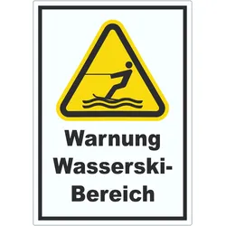 Aufkleber Warnung Wasserski-Bereich A4 (210x297mm)