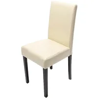 Mendler Esszimmerstuhl Littau, Küchenstuhl Stuhl, Leder creme, dunkle Beine