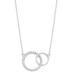 Amor Kette mit Anhänger »Kreis in Kreis, 2026029«, mit Zirkonia (synth.) Amor silberfarben-weiß
