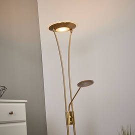 LINDBY LED-Deckenfluter Eda mit Dimmer, messing