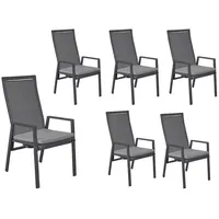LC Garden »Sunfort« 6er Set Gartenstühle Textilene grau Positionsstuhl