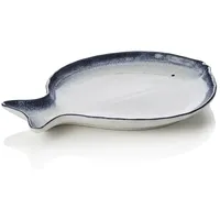 WAS Germany Fischteller Set, weiß blau, 35 x 26 x 3 cm, Set á 3 Stück, Porzellan