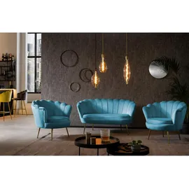 SalesFever Muschelsofa Samt 2-Sitzer Blau