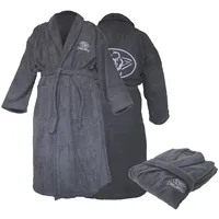 Dewello® Bademantel ohne Kapuze aus Baumwolle für Sauna und nach dem Sport, Frottee Unisex Grau, Verschiedene Größen (S-XXL), Farbe:Grau