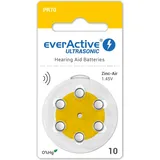 Platinium everActive 10, 6 Stück, Hörgerätebatterien, hohe Leistung, Zink-Luft-Batterien, 1 Blisterkarte, 4-jährige Haltbarkeit, gelb, Ultrasonic PR70, EVHAB10