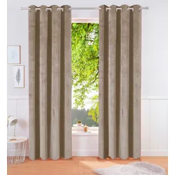 Vorhang »Samt Ladina«, (1 St.), blickdichter Vorhang, nachhaltige Gardine, Samt Vorhang, 69593858-2 taupe