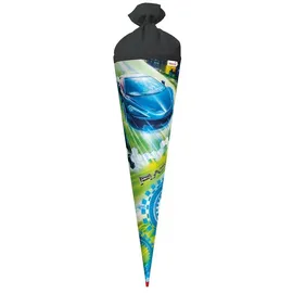 ROTH Schultüte Racing 70 cm groß - rund Rot(h)-Spitze Filzverschluss - Zuckertüte Rennsport