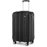 KONO Handgepäck Trolley Koffer 55cm Leicht Hartschalenkoffer Reisekoffer mit 4 Rollen, 55x35x20cm, 33Liter, Zwillingsrollen Rollkoffer, ABS Hartschale (Schwarz, M(55cm - 33L))