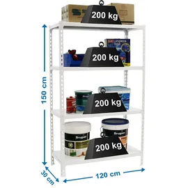 simonclick Lagerregal Stahl 1500x1200x300 mm weiß
