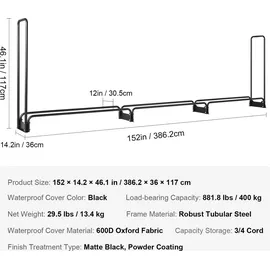 Vevor Kaminholzregal 386 x 36 x 117 cm inkl. Abdeckung