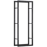 Homcom Kaminholzregal 60 x 25 x 150 cm Brennholzregal aus Metall, Kaminholzständer für Innen und Außen, Schwarz