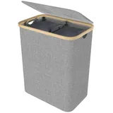 AUFUN Müllsackständer 150L Pfandflaschen Sammelbehälter mit Deckel Groß Pfandbehälter grau