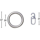 GARESA Gardinenring »Ring mit Haken«, (Set, 20 St., mit Faltenlegehaken), Kunststoff, für leichten bis mittelschweren Behang, einfache Montage, grau