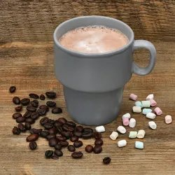 6er Set Kaffeebecher mit Ständer Stata 250ml grau Tasse Henkel Porzellan stapelbar