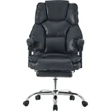 Trisens Bürostuhl mit Fußstütze und flexiblen 3-Punkt-Armlehnen - Schreibtischstuhl in Lederoptik mit Chrom-Base - ergonomischer Bürostuhl mit verstellbarer