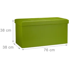 Relaxdays Sitzbank mit Stauraum, Kunstleder Sitzhocker 300 kg belastbar, grün
