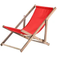 Kadax Liegestuhl, Strandstuhl aus Holz, Sonnenliege bis 120kg, Rot