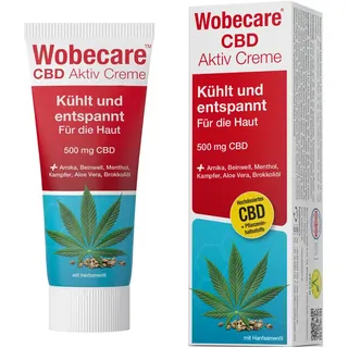 Wobecare CBD Aktiv Creme, Kühlend und lindernd für die Haut, Cannabidiol, Arnika, Beinwell, 100 ml