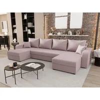 BEDANTE WOHNLANDSCHAFT HEWLET U BIS Cosmic 14 Rosa mit Schlaffunktion U-Form Sofa mit Stauraum Bettkasten Wohnzimmersofa Couch Sofa Bettsofa Bettka... - Rosa