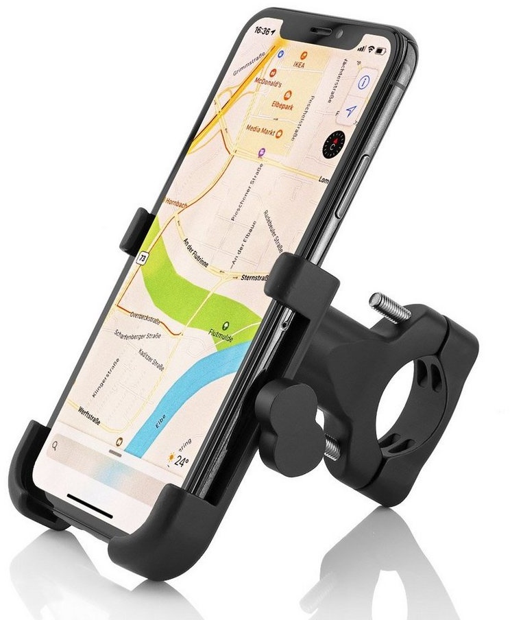 MidGard Aluminium Motorrad-/ Fahrradhalterung für Smartphones, Handy-Halterung Smartphone-Halterung schwarz