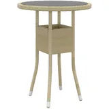 vidaXL Gartentisch Ø60 x 75 cm Hartglas und Poly Rattan Beige
