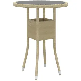 vidaXL Gartentisch Ø60 x 75 cm Hartglas und Poly Rattan Beige