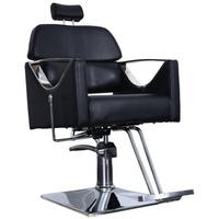 Barberpub Stuhl Barberpub hydraulischer Friseurstuhl Friseursessel 3126BK, Bedienungsstuhl Friseureinrichtung Friseur, Kunstleder Schwarz schwarz