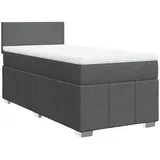 vidaXL Boxspringbett mit Matratze Dunkelgrau 100x200 cm Stoff