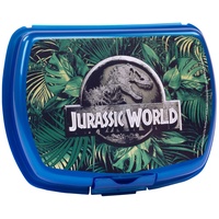 p:os Jurassic World - Brotdose für Kinder mit Dinosaurier-Motiv, Lunch-Box aus Kunststoff mit einem Fach und Clip-Verschluss, ideal für das Pausenbrot in der Schule