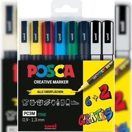 Uni-Ball POSCA PC-3M Acrylstift farbsortiert 0,9 - 1,3 mm, 8 St.
