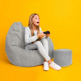 DreamRoots Sitzsack, Hellgrau, Textil, 70x105x70 cm, Oeko-Tex® Standard 100, Wohnzimmer, Hocker, Sitzsäcke, XXL Sitzsäcke