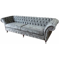 JVmoebel Chesterfield-Sofa, Sofa Chesterfield 4 Sitzer Wohnzimmer Klassisch Design Sofas silberfarben