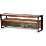 dynamic24 Lowboard Panama Akazie Kommode Sideboard TV Fernseher Hifi Wohnzimmer Schrank