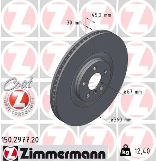 ZIMMERMANN Bremsscheibe vorne links innenbelüftet 360mm für BMW 34106884001 150.2977.20