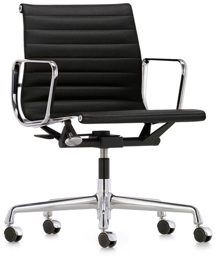 Vitra Bürodrehsessel Alu-Chair schwarz, Designer Charles & Ray Eames, 83-95x58x56-65 cm