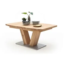 MCA Furniture Esstisch Säulentisch Managua Bootsform | Eiche Bianco massiv | 180 x100 cm