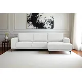 PLACES OF STYLE Ecksofa »Polsterecke Oland, Struktur, Flachgewebe, Luxus-Microfaser, Boucle«, L-Form, 280 cm, Wellenunterfederung, Skandi-Design, Metallfüße, beige