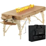 Master Massage 71cm Phoenix Mobil Klappbar Massageliege Massagebett Massagebank Kosmetikliege mit Therma Top Integriertem Heizsystem Wärmeunterbett aus Holz-Hellbraun