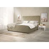 Home Affaire Boxbett HOME AFFAIRE "Mona", grau (taupe grau), B:204cm L:215cm, Massivholz, Polyester, Spanplatte, Komplettbetten, Boxspringbett, mit 4 Schubladen