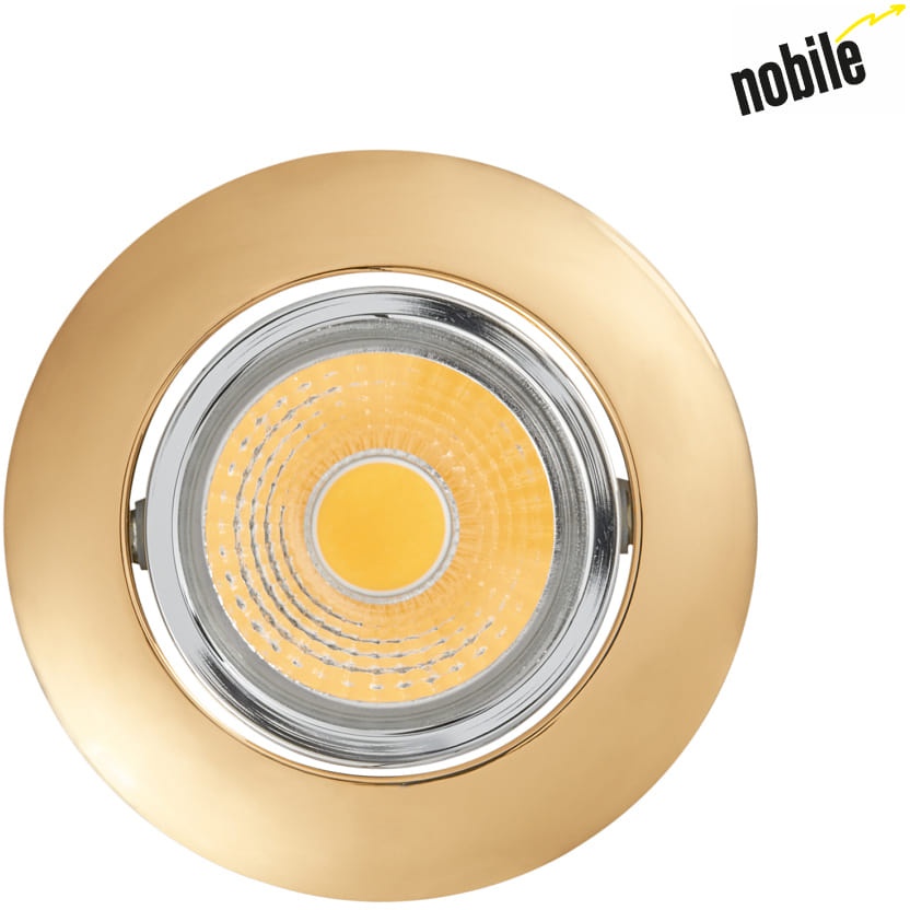 nobilé LED Einbau-Downlight A 5068 T FLAT, IP40, Ø 8.8cm, 230V AC / 350mA, 8W 4000K 38°, CRi >90, dimmbar, schwenkbar, Gold / Chrom NO-1856885413