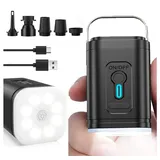 AIBISTAR Luftpumpe Elektrische Luftpumpe mit Akku,Wiederaufladbar,mit LED Licht (Packung, 8-tlg., 5 Düsen, 1 USB Kabel, 1 Aufbewahrungsbeutel, 1 Gerät), 4000mAh,Beleuchtungsfunktion,zum Aufblasen und Absaugen schwarz