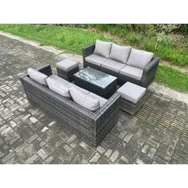 fimous Gartenmöbelset, Dunkelgrau Metall, 8-Sitzer, Loungemöbel, Gartenlounge-Sets