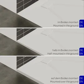 Moments of Glass SMC Duschwanne 140x80 cm flach rutschfest Schieferoptik