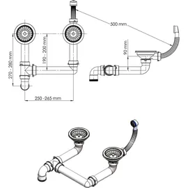 vidaXL Küchenspüle mit Überlauf Doppelbecken Weiß Granit