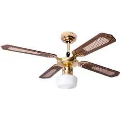 Deckenventilator Deckenlampe mit Ventilator Esszimmer Raumkühler Lüfter mit Glasschirm, Vor-Rücklauf, Metall MDF, 1x E27, D 105 cm