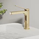 EMKE Wasserhahn Bad Champagnergold, 195 x 173 x 46 mm, Messing, Keramikkartusche, Badarmatur, Mischbatterie Waschbecken-Armatur einfache Installation, Wasserhahn mit Luftsprudler, Waschtischarmatur