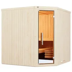 WEKA Ecksauna »VARBERG 3«, 8 Personen, inkl. 9 kW Ofen mit integrierter Steuerung - braun