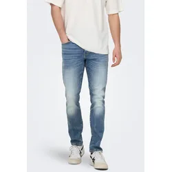 Slim-fit-Jeans ONLY & SONS "ONSLOOM SLIM JAX DBD 9138 DCC DNM NOOS", Herren, Gr. 30, Länge 30, blau (light blau denim), Denim/Jeans, Obermaterial: 93% Baumwolle, 5% Polyester, 2% Elasthan, Basic, slim fit, Jeans